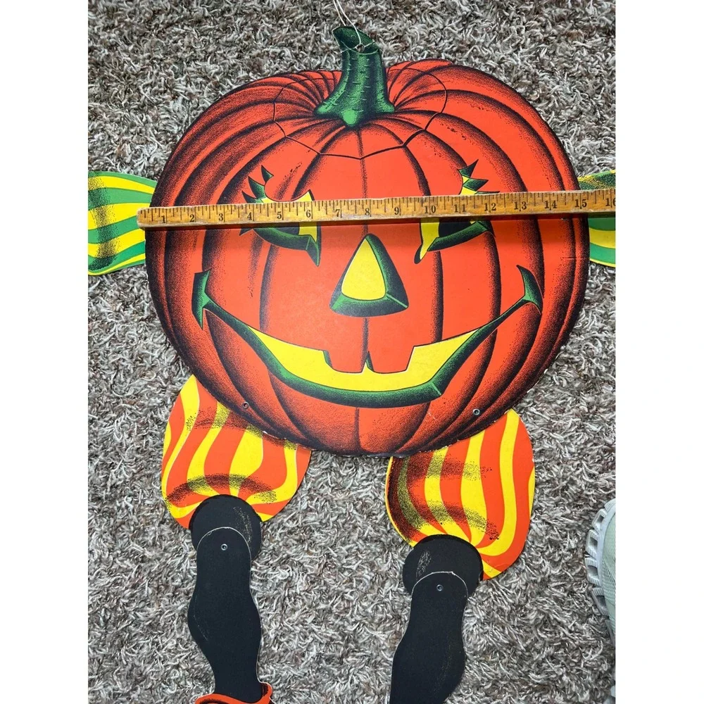 Vintage Beistle Halloween Jointed Pumpkin Man Cardboard Wall Hanging Decoration